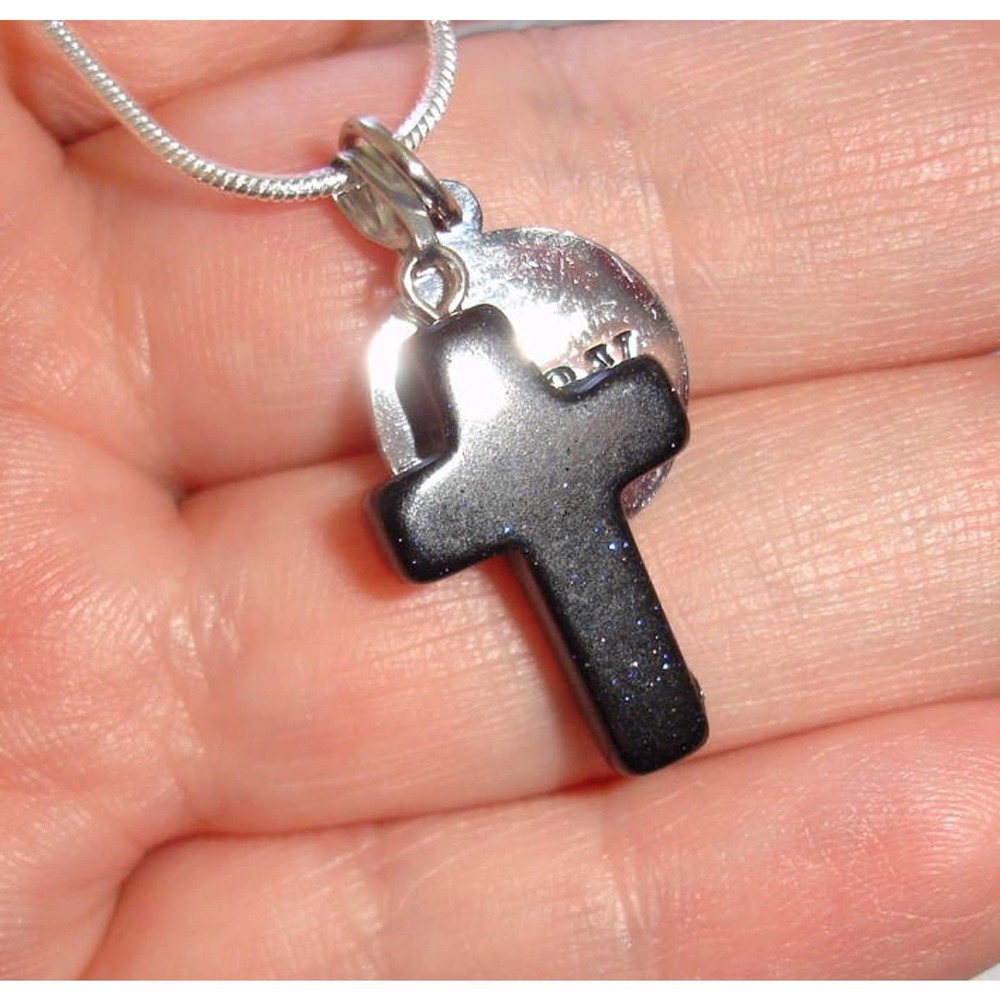 Goldstone Cross Pray Necklace Religious - Picture 7 of 9